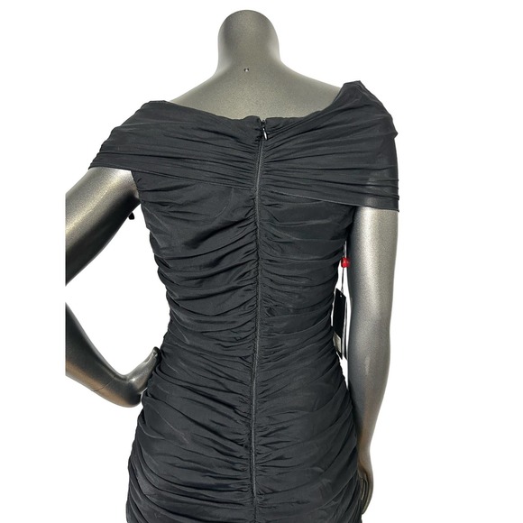 Tadashi Collection Womens Black Rouched Bodycon Dress Size L Mesh - Picture 6 of 12
